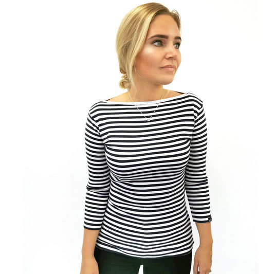 Becca Stripe Boat-Neck T-Shirt
